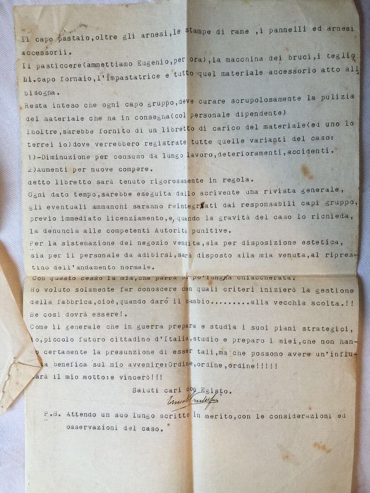 Reproduction of Ernesto&rsquo;s letter to Aunt Italia &ndash; March 26, 1919